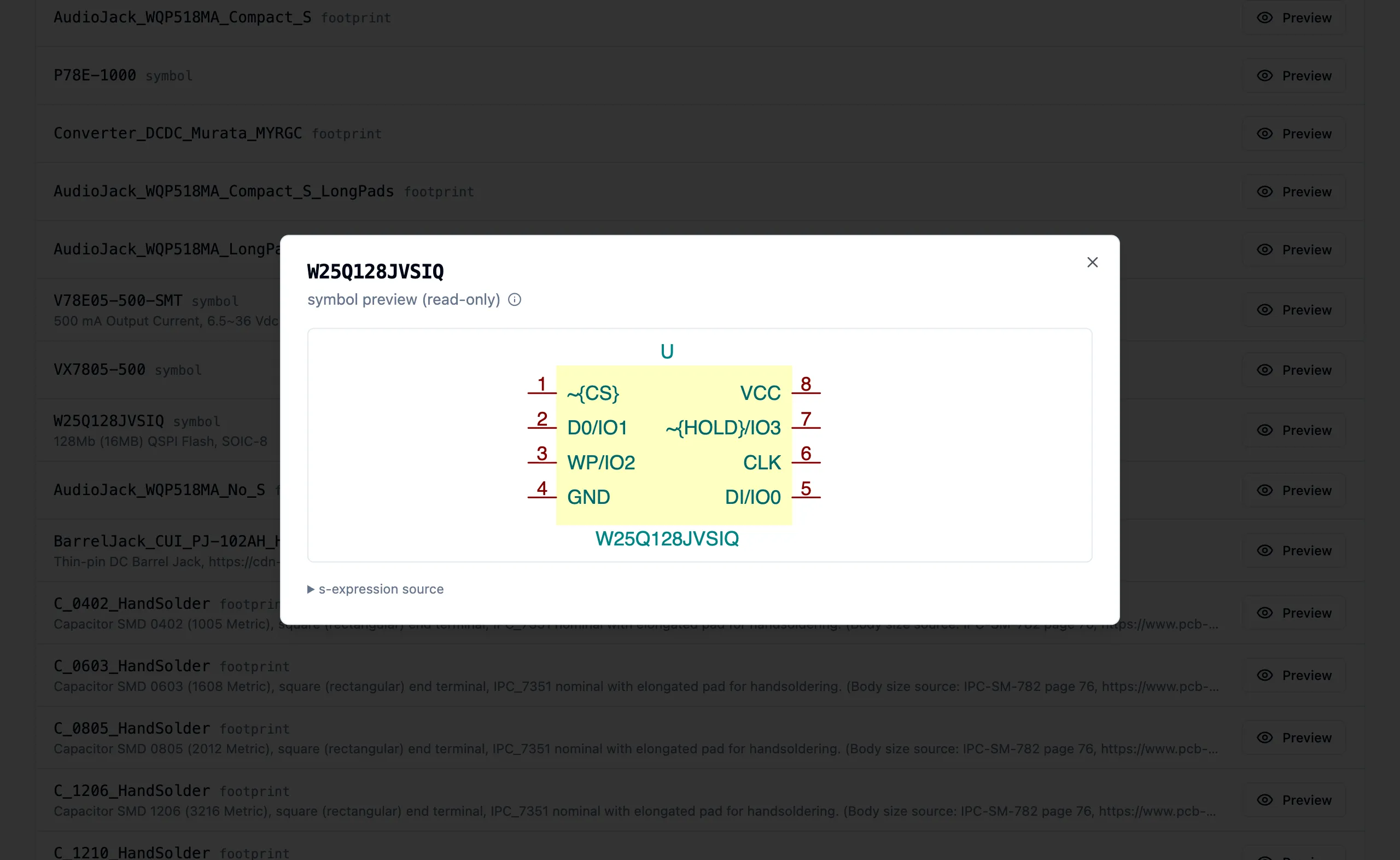 instant SVG preview of a symbol in the lib dialog